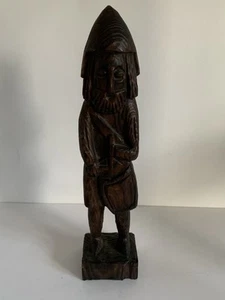 Vintage Hand-Carved Wooden Drummer Man Statue - Spanish Folk Art - Picture 1 of 6