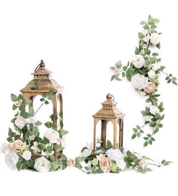 Ling's Moment 6Pack 1.8ft Artificial Flowers Garland White Rose Lantern Flowe... - Image 1 of 4