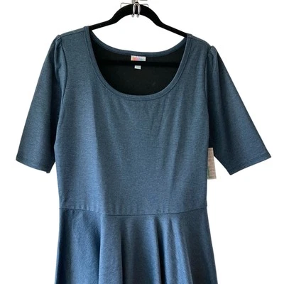 NUEVO CON ETIQUETAS Vestido Lularoe Nicole Mujer’s 2XL 2X 22 20 Azul Denim Material Grueso Plus NUEVO Foto 1 de 4