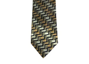 Clericci Gold and Black Geometric Tie for Formal Occasions 59L/4W - Picture 1 of 4