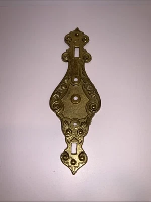 Placa posterior de puerta de latón ornamentado vintage estilo victoriano llave esqueleto escudo Foto 1 de 4