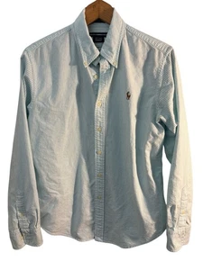 Ralph Lauren Sport 12 Azul Blanco Rayas Abotonadas Manga Larga Oxford Preppy - Imagen 1 de 8