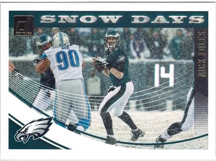 2018 Panini Donruss Nick Foles (Eagles) Snow Day Insert Card No. SD-3 - Image 1 of 2