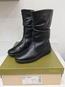 Hotter Jade schwarz Leder Größe 4 UK halbhohe Stiefel brandneu verpackt - Bild 1 von 7