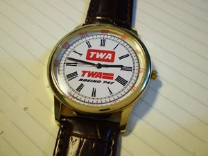 Reloj de pulsera TWA Trans World Airways, Boeing 747, esfera retro vintage años 70-80. - Imagen 1 de 4