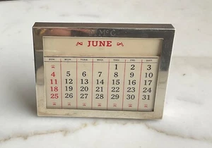 Vintage Sterling Silver Perpetual Desktop Calendar with original date cards - Picture 1 of 10