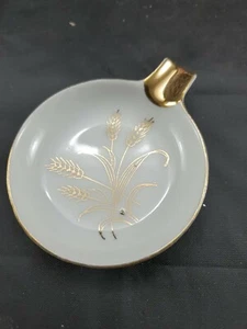 Vintage Lefton Spoon Rest ~Tea Bag Holder Gold Wheat Design Ashtray 3 1/2" - Picture 1 of 2