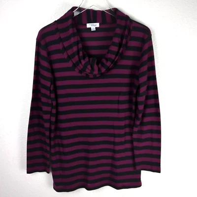 Camisa tejida para mujer Great Northwest Indigo XL púrpura a rayas capucha cuello Foto 1 de 4