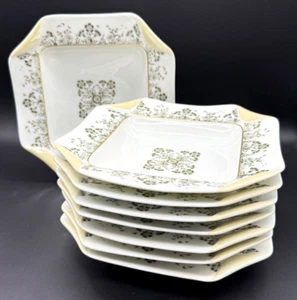 Juego de 8 servilletas plegables Haviland Co de la década de 1880 9-3/8" platos cuadrados profundos Limoges H&Co - Imagen 1 de 14