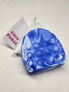 Fidget Toys Pop it Mini Wallet Coin Purse Keychain Blue - Picture 1 of 3