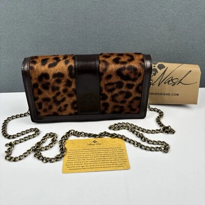 Patricia Nash Gemma Chain Leather Crossbody Leopard Haircalf - Image 1 of 4