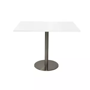 Quad Flat Disc Base Table Natural White Stainless Steel - Picture 1 of 3