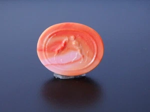 SATYR and GOAT marbled salmon Venetian glass Cameo*oval*18mmx15mm*Tassie seal - Bild 1 von 11