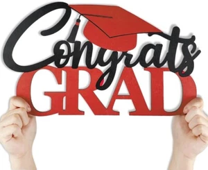 Congrats Grad 2023 Wooden Sign Red and Black Graduation Party DecorationsGrad... - Picture 1 of 6