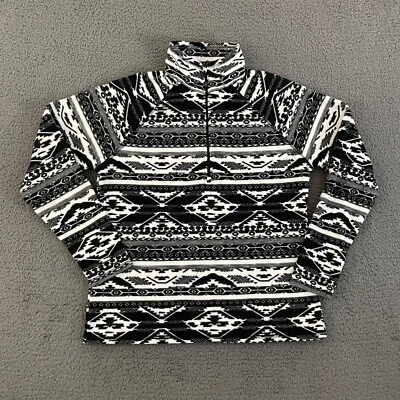 Chaqueta Eddie Bauer Mujer Grande Negra Blanca Polar Azteca 1/2 Cremallera Mamá Exterior Foto 1 de 4