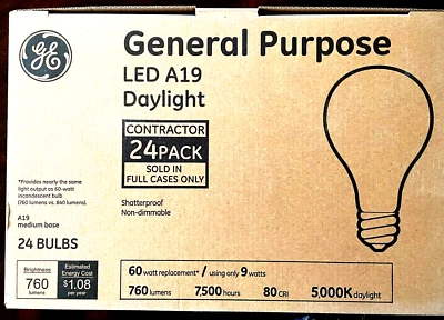 24-Pack GE A19 LED General Purpose Contractor Pack Non-Dimmable Lightbulbs - Image 1 of 4