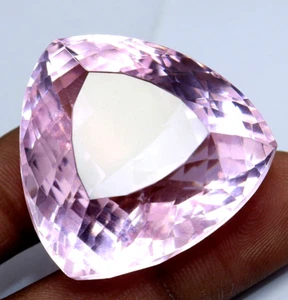 AAA+ 82.15 Ct. Large Pink Kunzite Trillion Cut Loose Gemstone Gift for Women/Her - Picture 1 of 8