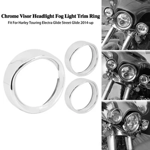 Chrom 7"" Scheinwerfer + 4,5"" Zusatzleuchte Lampe Verkleidung Ring Blende Visierabdeckung - Bild 1 von 18