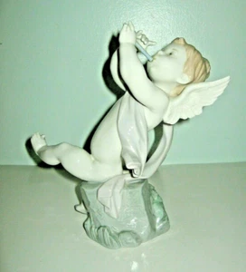 LLADRO Cupid Playing Flute Large Figurine Chipped Wing #4154 - Picture 1 of 8
