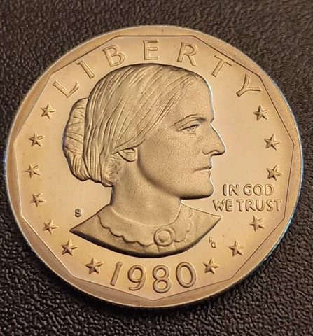 1980 S Proof Susan B Anthony Dollar - From a Proof Set - Free Shipping Cover