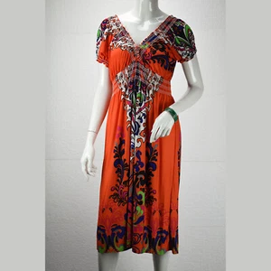 Women's Junior Plus Size Dress Summer Bohemian Loungewear V-Neck Sundress - Picture 1 of 10