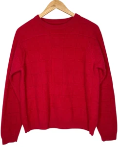 Suéter a rayas texturizadas vintage de cachemir rojo para mujer talla M/L? - Imagen 1 de 4