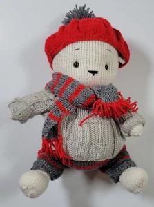 Crocheted Stuffed Bear Doll Winter Outfit Hat Scarf Crochet - Picture 1 of 5