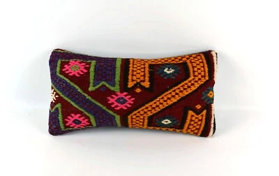 Turkish Cushion Cover 8"x16" Handmade Vintage Boho Ethnic Throw Pillow Case 4452 - Image 1 of 4