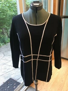 NWT Cable & Gauge Black and White Timeless Silky Sweater Size XL - Picture 1 of 6