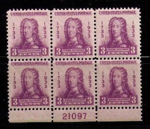 US USA Sc# 726 MNH FVF PLATE # BLOCK British General James E. Oglethorpe Georgia - Picture 1 of 1