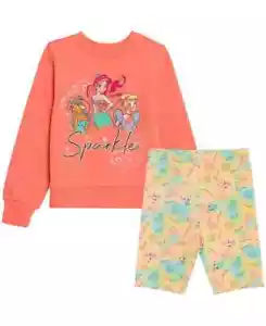 DISNEY Toddler Girls Sweatshirt and Short Set, 2 Piece Multicolor Size 2T - Picture 1 of 2