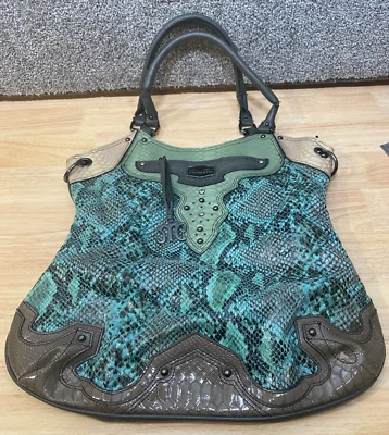 Cartera Miss Me Grande Piel de Serpiente Verde Azulado Correas para el Hombro Cremallera Sin Correa Bandolera** Foto 1 de 4