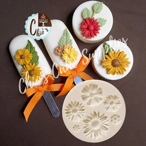 Daisies / dandelion / sunflower flowers silicone mold. 6 cavities - Picture 1 of 10