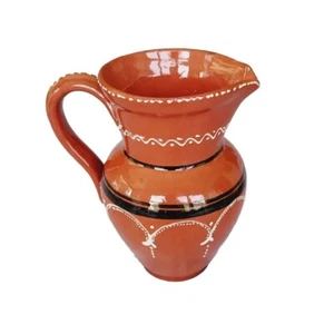 Portugal Cerámica Terracota Slip Decorada Jarra Arte Popular 8 Pulgadas De Colección - Imagen 1 de 9