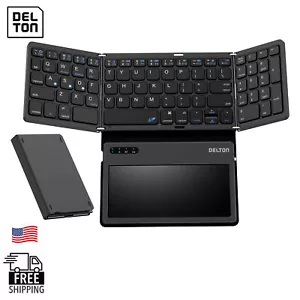 Delton F92 Foldable Portable Wireless Keyboard with Touchpad - Black - Picture 1 of 9
