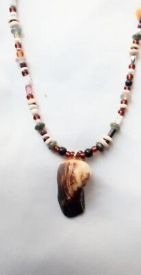 Brown Shell Pendant Beaded Necklace - Image 1 of 4