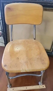 Vintage Heywood Wakefield Pre-School 11" CHAIR Mid Century BIRCH WOOD& Metal MCM - Picture 1 of 13