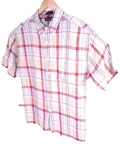 Lord & Taylor Shirt Men Large Plaid Classics Linen Short Sleeve Shirt Multicolor - Picture 1 of 7