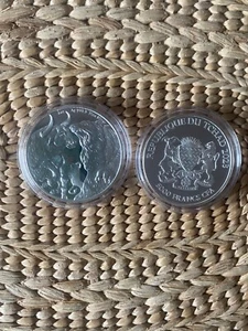 Republik Tschad 2x2023 Bull and Bears 5000 Francs Silber Anlagemünzen in Kapseln. - Bild 1 von 2