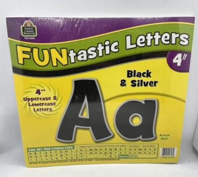 Funtastic Letters Teacher Created Resources, 4" Black & Silver NEW Free Shipping - Image 1 of 3