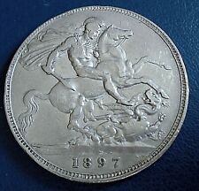 1897 Queen Victoria Old Head Crown, LXI, .925 silver - NF/F some obverse nicks