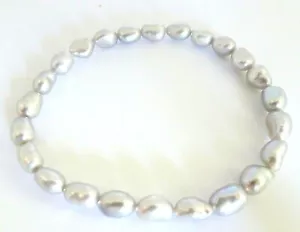 Bracciale Elastico Honora Coltivato Argento Colore Grigio Perle 5,3-7 MM - Foto 1 di 1