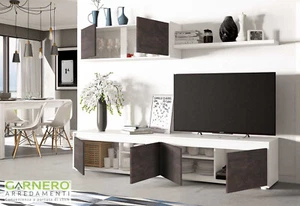Parete attrezzata ZOE bianco opaco ossido mobile soggiorno design base tv sala - Foto 1 di 11