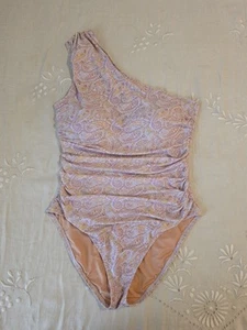 J CREW Badeanzug Einteiler gerafft One-Shoulder rosa Paisley Gr. 14 sexy feminin - Bild 1 von 14