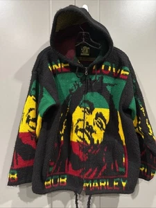 Vintage Bob Marley Tejidos Ruminahui Sweater Jacket Mens Large Wool One Love - Picture 1 of 6