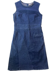 Carolina Blues blau Denim Kleid Pullover Taschen Damengröße 8 ärmellos Vintage - Bild 1 von 13