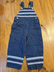 Vintage Kind Wärmer Denim Overall Größe 2T Baumwolle Kleinkind Mädchen Blumenmuster - Bild 1 von 7