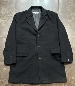 Perry Ellis Portfolio Black Trench Pea Coat Men’s Size L - Picture 1 of 2