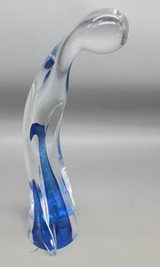 Murano Style Cobalt Blue Art Piece Signed - Picture 1 of 5