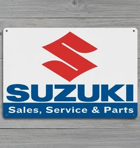 Suzuki Verkauf, Service & Teile 8 x 12 Neuheit Blechschild Made in USA NEU! - Bild 1 von 3